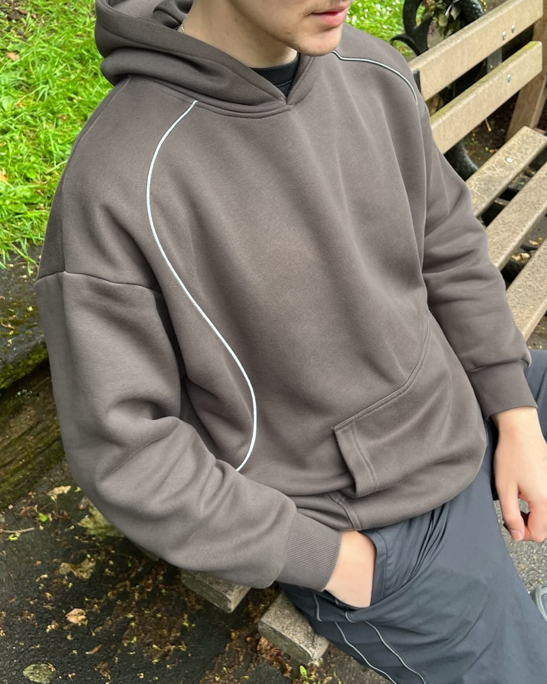Accented Reflective Oversized Hoodie - ODEXA