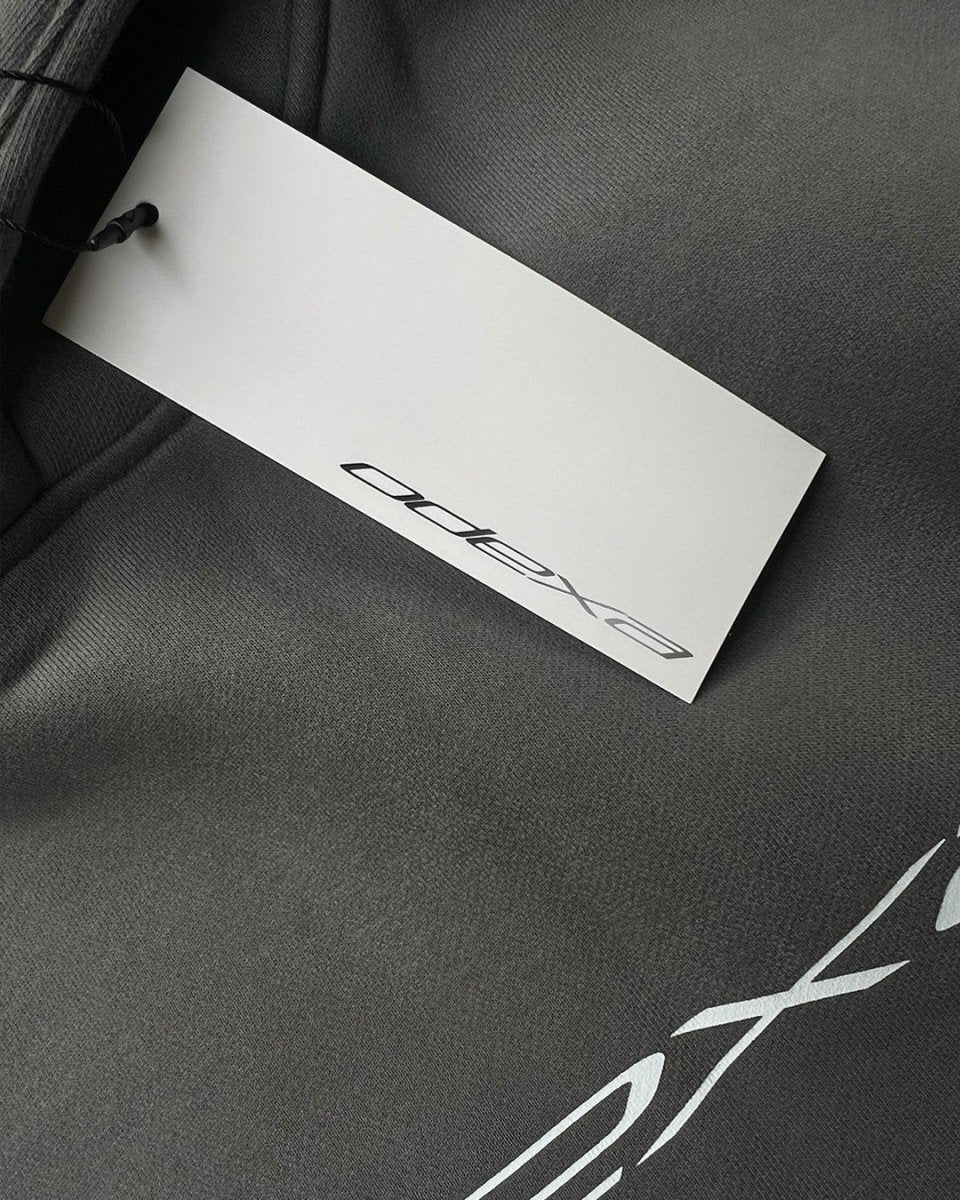 Logo - Grey Oversized Fleeced Hoodie - ODEXA