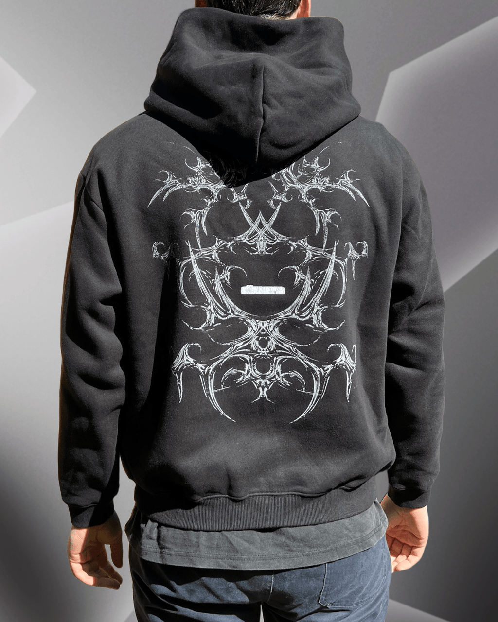 White Bone - Black Fleece Boxy Hoodie - ODEXA