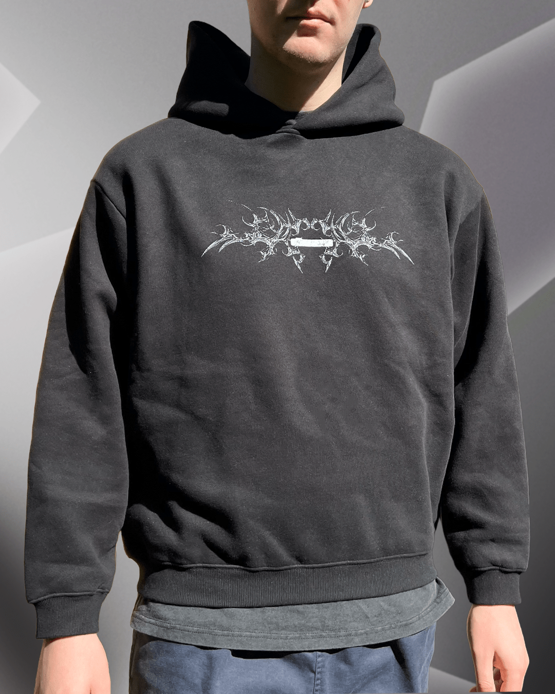 White Bone - Black Fleece Boxy Hoodie - ODEXA