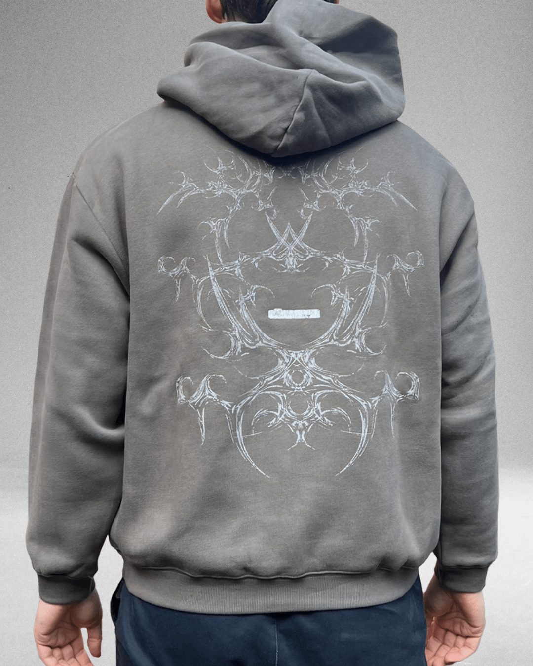 White Bone - Moss Grey Fleece Boxy Hoodie - ODEXA